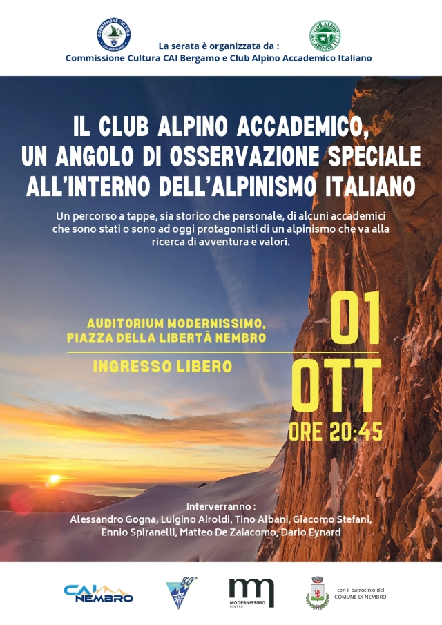 Gli Accademici lombardi si raccontano nel panorama dell'alpinismo italiano - NEMBRO (BG) 1 Ottobre 2025
